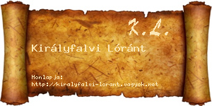 Királyfalvi Lóránt névjegykártya